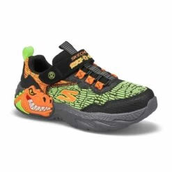 Skechers Boys' Dino-Lights Sneaker -Black/ Or