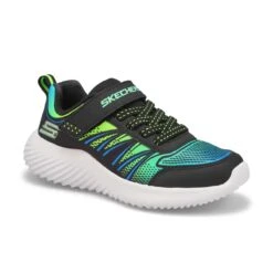 Skechers Boys' Bounder Sneaker -Black/ Lime
